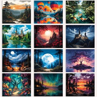 Drofe, ทิวทัศน์ธรรมชาติ ระบายสีตามตัวเลข, paint by number, ภ…