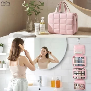 กระเป๋าแต่งหน้ากันน้ําความจุขนาดใหญ่พร้อมการแยกเปียก-แห้งสําหรับองค์กรการเดินทาง