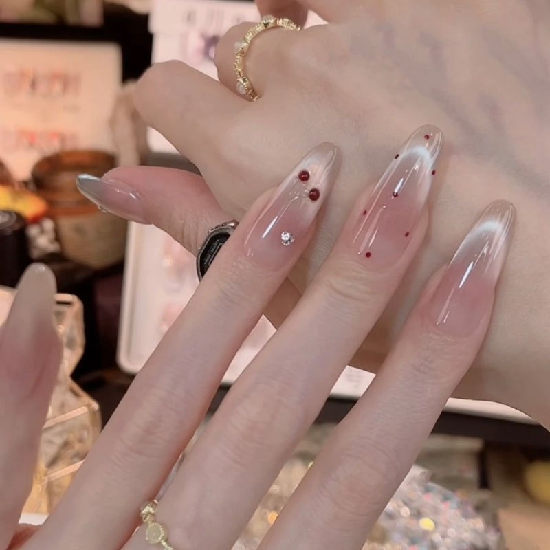C079-081 เล็บปลอมสําเร็จรูป ทำด้วยมือ 10 ชิ้น/กล่อง เชอร์รี่เล็ก หวาน ๆ มีเอกลักษณ์ ดีไซน์สวย ประณีต สวมง่าย ใช้ซ้ำได้