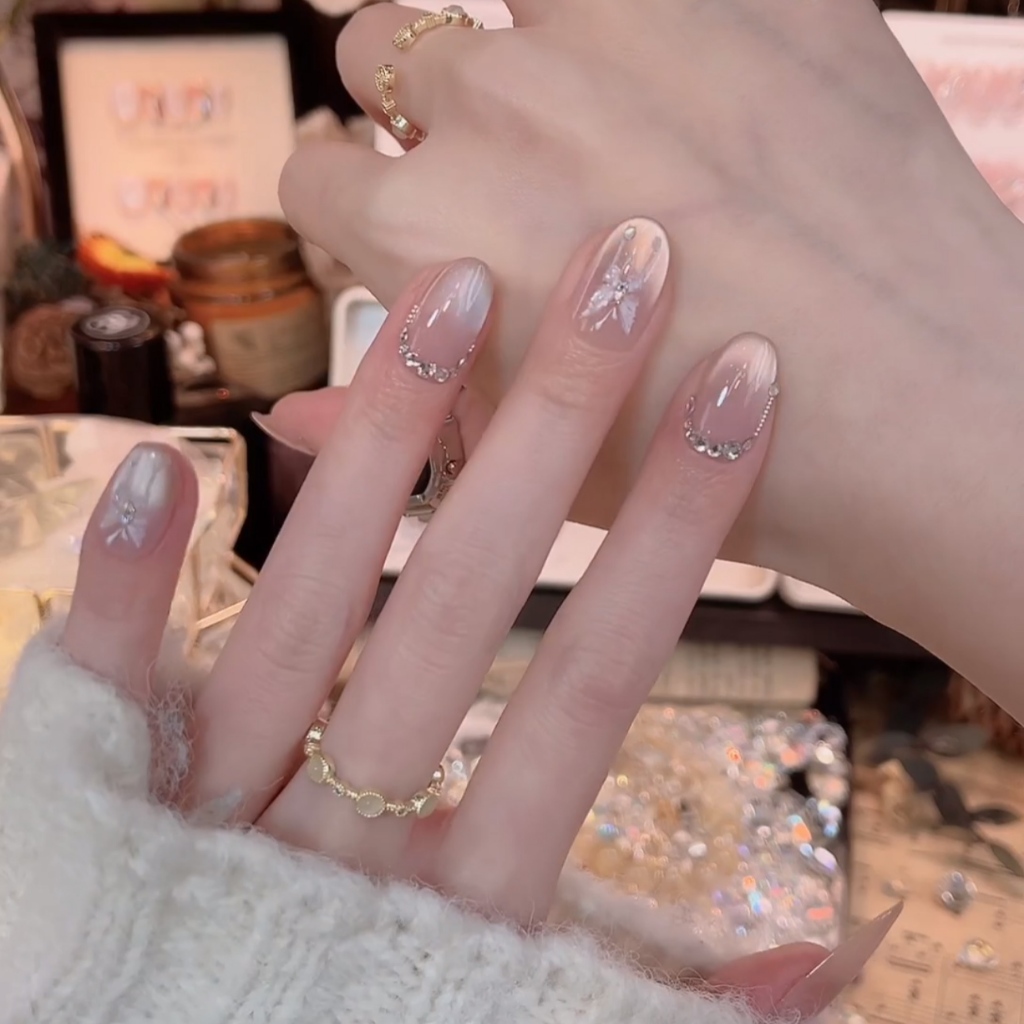 C091-093 เล็บปลอมสําเร็จรูป ทำด้วยมือ 10 ชิ้น/กล่อง ประณีต มีเอกลักษณ์ ผีเสื้อ ดีไซน์สวย ประณีต สวมง่าย