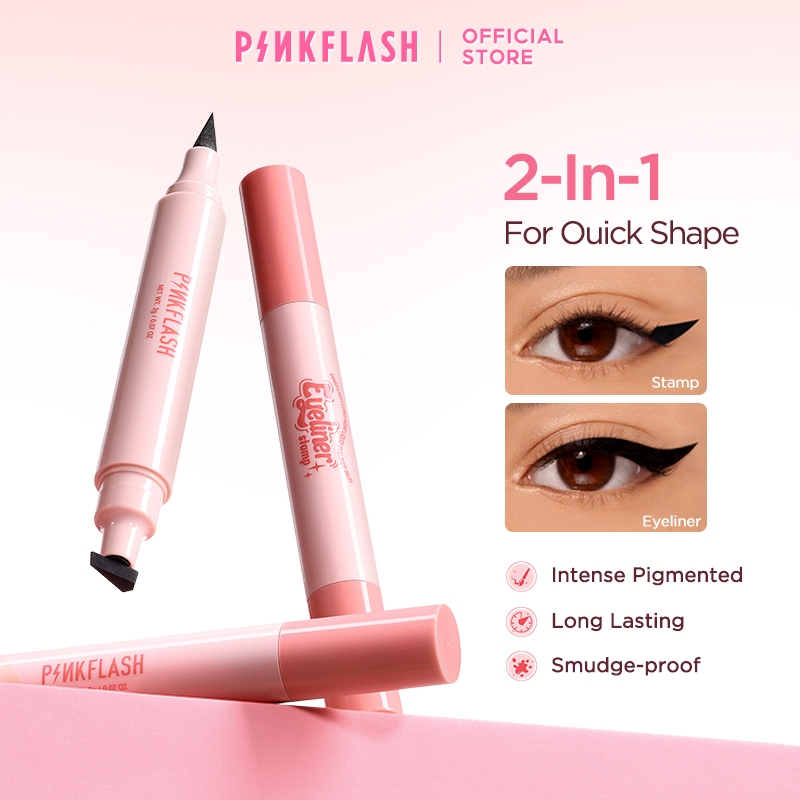 PINKFLASH #InstantShape 2-in-1 แสตมป์อายไลเนอร์ ติดทนนาน ใช้ง่าย