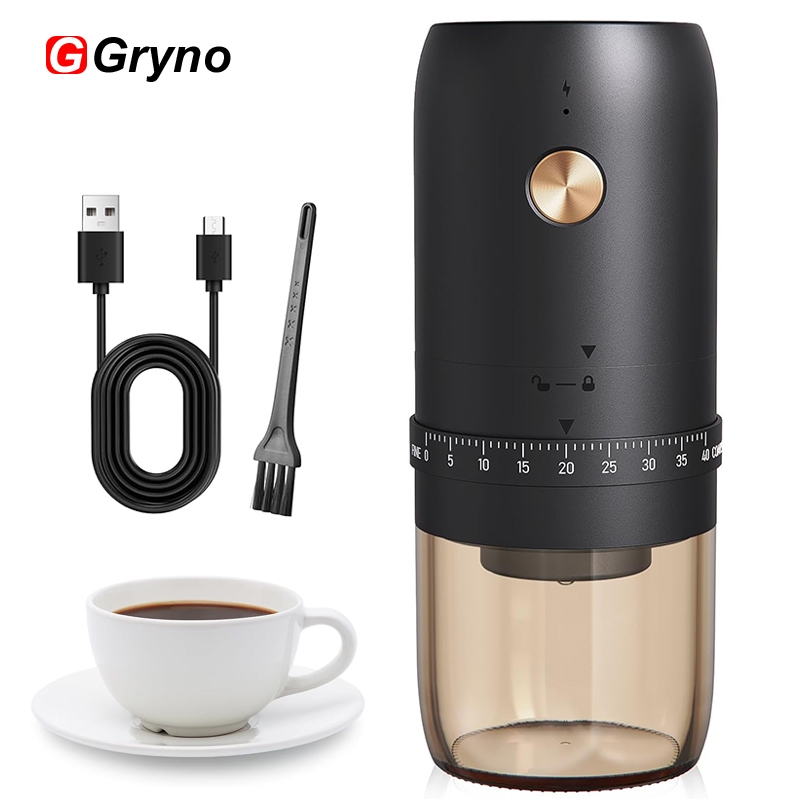 Gryno เครื่องบดเมล็ดกาแฟไฟฟ้าแบบพกพาพร้อมการตั้งค่าการบดแบบปรับได้ 40 ระดับ,การบดเซรามิก,การชาร์จ Ty