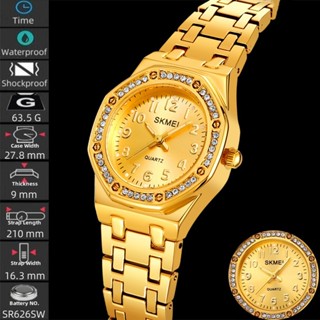 SKMEI สมี หรูหรา พลอยเทียม แร่แก้วหน้าปัดนาฬิกาควอตซ์แฟชั่นส…