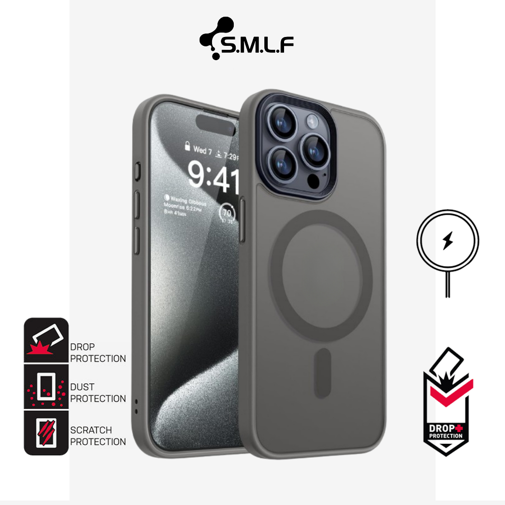 SMLF โปร่งแสงMatte Magnetic CaseสําหรับiPhone 16 Pro Max 15 Pro Max 14 Pro Max 13 Pro Slimกันกระแทกป