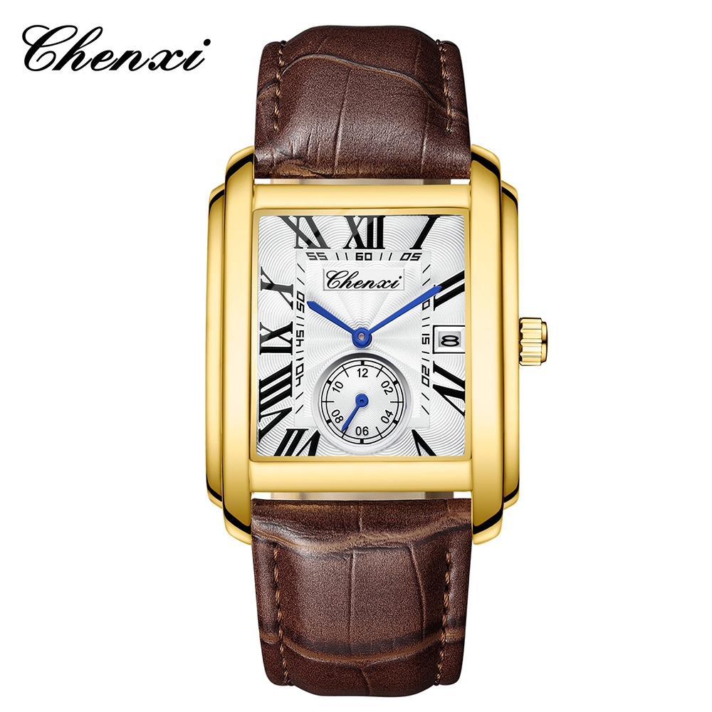 CHENXI 8216 แฟชั่น Casual Quartz Man นาฬิกาปฏิทินหนังนาฬิกาข้อมือผู้ชาย