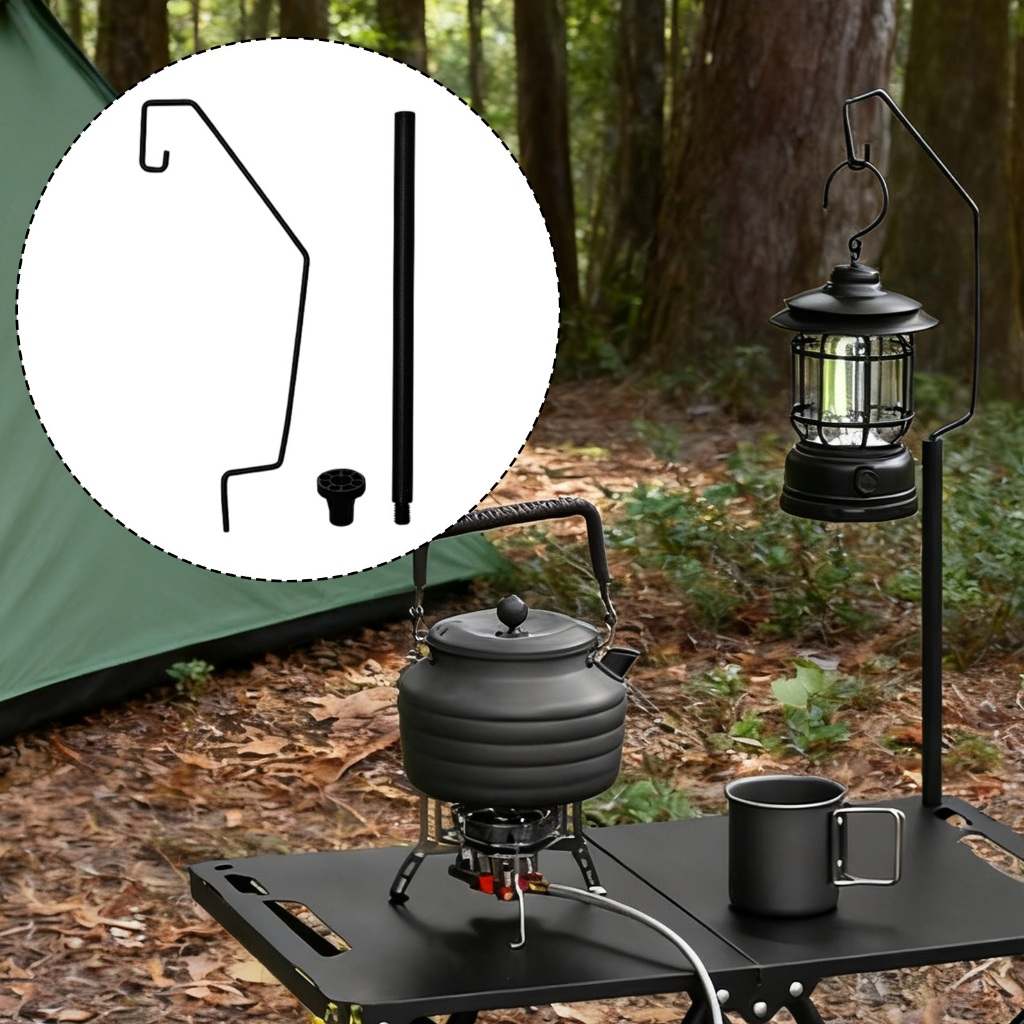 [Ususexa] ขาตั้งโคมไฟแคมป์ปิ้งและเสื้อผ้าอเนกประสงค์ Camping Essentials เสาโคมไฟเหล็กคาร์บอนสำหรับการเดินทาง Backpacking และตารางเดินป่า