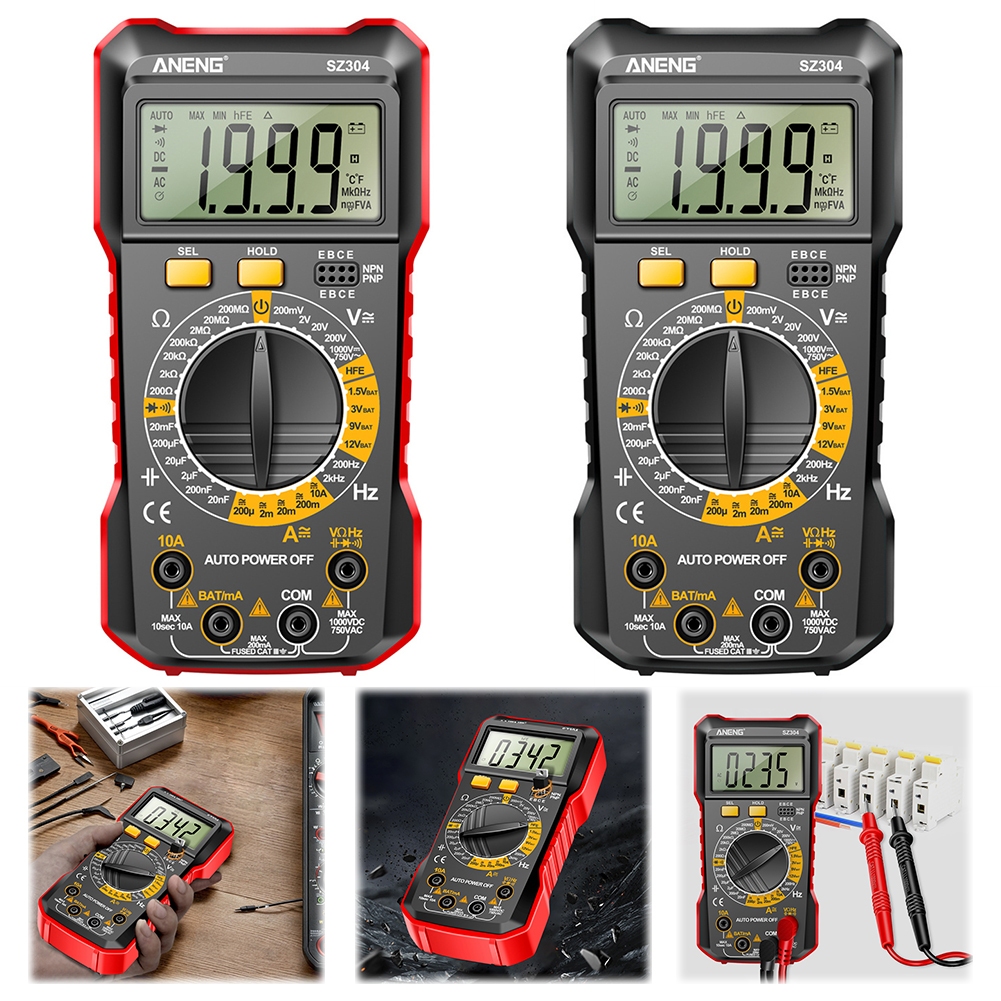 ✨ Virgil ✨ ANENG SZ304 มัลติมิเตอร์แบบดิจิตอล True RMS เครื่องทดสอบแบบใช้มือถือความแม่นยําสูงพร้อมการวัดความต้านทานกระแสไฟ NCV AC/DC
