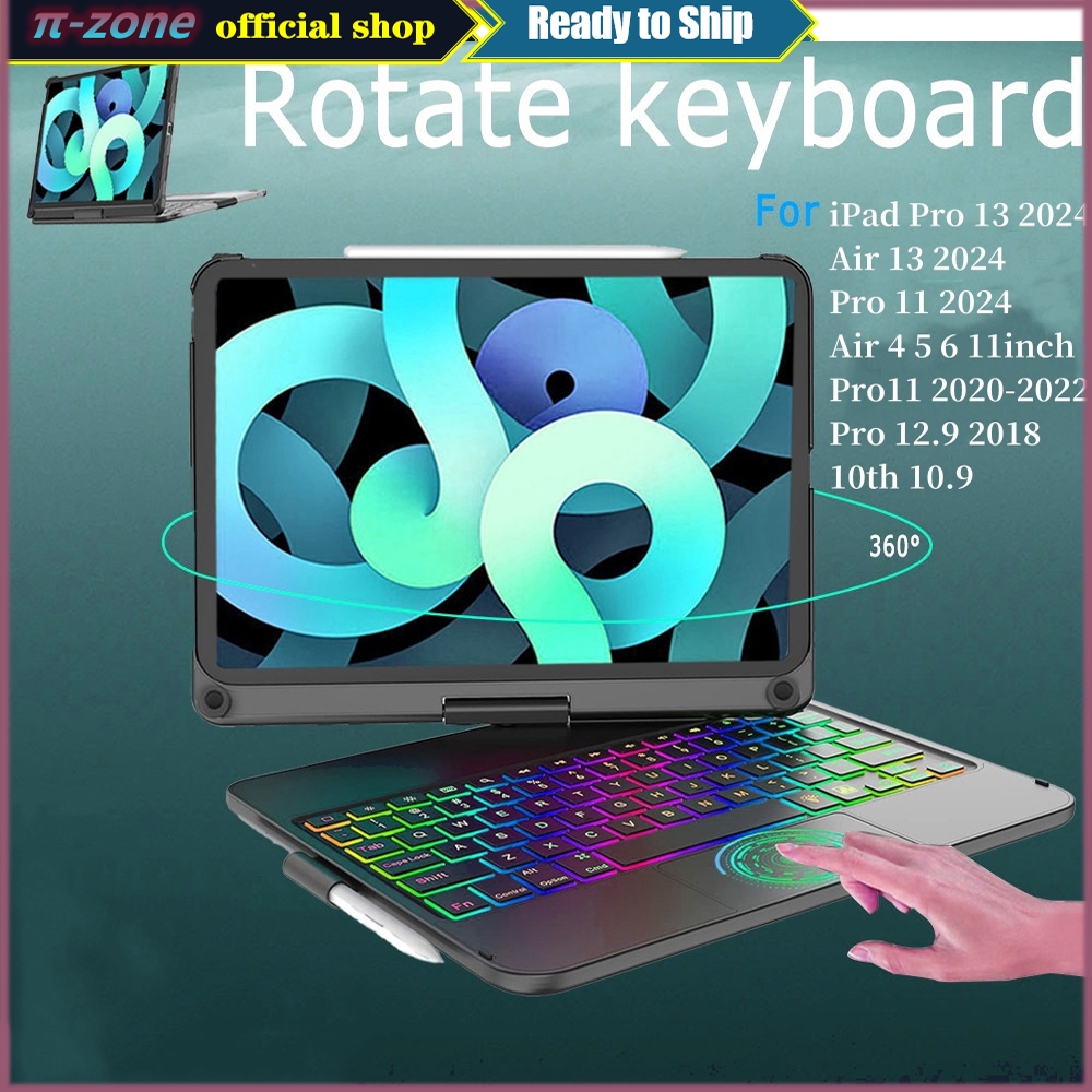 360 หมุนแป้นพิมพ์สําหรับiPad 10th 2022 11th A16 10.9 7 8 9th 10.2 Air 3 10.5 Air 7 8 11 13 M3 M4 mini 6 7 Air 4 5 10.9 Air 6 11 13 M2 Pro 11 13 M4 M5 Pro 11 12.9 2018-2022