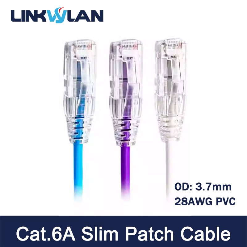 Cat6A UTP Patch Cord 28AWG Slim Ethernet Cable RJ45 Cat6A Unshielded Color / Cat7 สีดํา Shielded Network Cable 4 Twisted คู่ PVC Internet Lan Cable