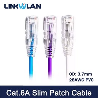 Cat6A UTP Patch Cord 28AWG Slim Ethernet Cable RJ45 Cat6A Unshielded Color / Cat7 สีดํา Shielded Network Cable 4 Twisted คู่ PVC Internet Lan Cable