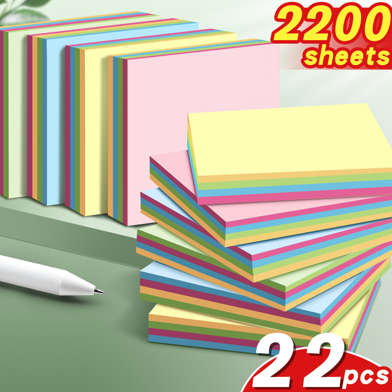 22 ชิ้น 2200 แผ่น 76 มม. สีสแควร์ Sticky Notes Multi สไตล์สําหรับ Notes Planer Office School
