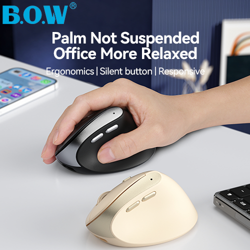 BOW MW261 เมาส์ไร้สาย 2.4G Ergonomic แบตเตอรี่/แบบชาร์จไฟได้ เมาส์แบบพกพาและเงียบ