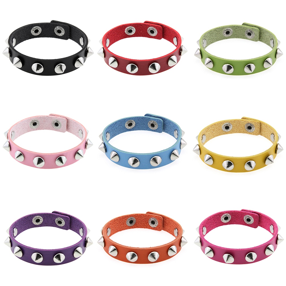 สร้อยข้อมือ Punk Rock Band Rivet สไตล์ Gothic สำหรับผู้ชายและผู้หญิง