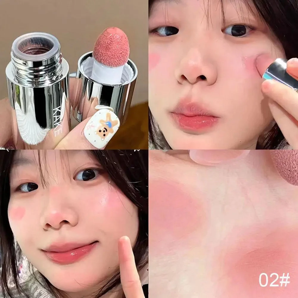 Moisturizing Sponge Head Blusher Liquid Blush Stick Natural Lip Contour Cheek แต่งหน้า Matte Milk สีชมพู Brighten Rouge Highlighter