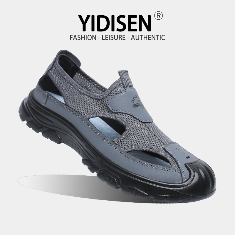ฤดูร้อน Breathable Hollow Mesh Mens Flat-Soled Flat Anti-Slip Mesh Shoes