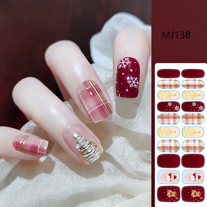 20 ชิ้นเกาหลี Semi-cure เจลเล็บสติกเกอร์ 2025 ChristmasDay Phototherapy เจลเล็บแถบ DIY ฤดูใบไม้ร่วงฤ