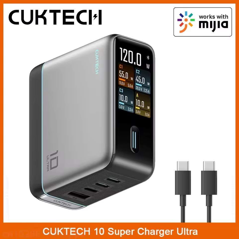 ใหม่ CUKTECH 10 Super Charger Ultra AD1204U 120W 100 MAX แบบพกพา GaN Charger สําหรับ Xiaomi Samsung 