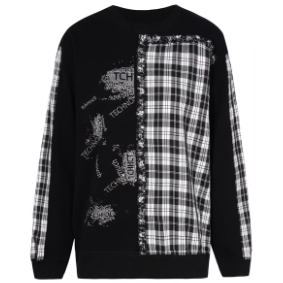 TCH เสื้อกันหนาวผู้หญิง ลายสก๊อต เย็บแฟชั่นรอบคอ