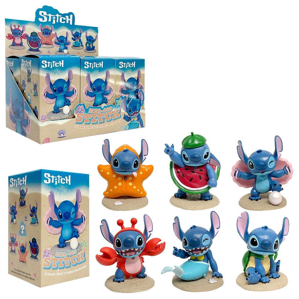 6Psc/ชุด Lilo & Stitch อะนิเมะตัวละคร Seafood คอสเพลย์ Stitch แตงโม Crab ปลาดาว Mermaid รุ่น Q PVC ต