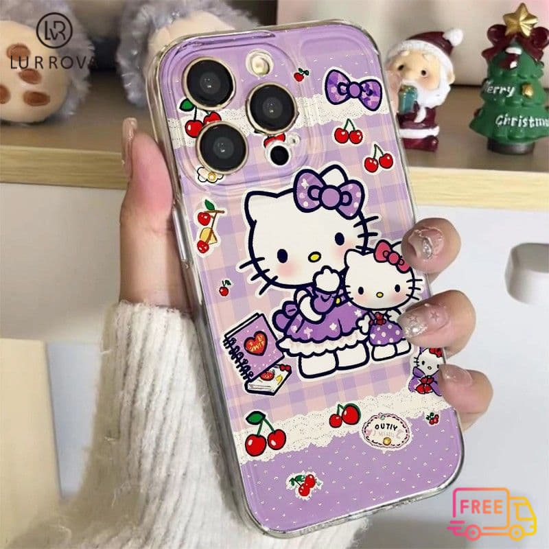 SAMSUNG สําหรับSamsung A55 A56 A07 A15 A16 S25 FE A17 A06 A05S S24FE Full-หน้าจอCherry CatกันกระแทกTPUเคสโทรศัพท์