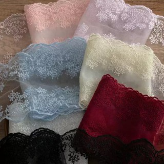 ผ้าลูกไม้ Tulle สีดำ กว้าง 16 ซม. สำหรับงานเย็บปักถักร้อยและ…