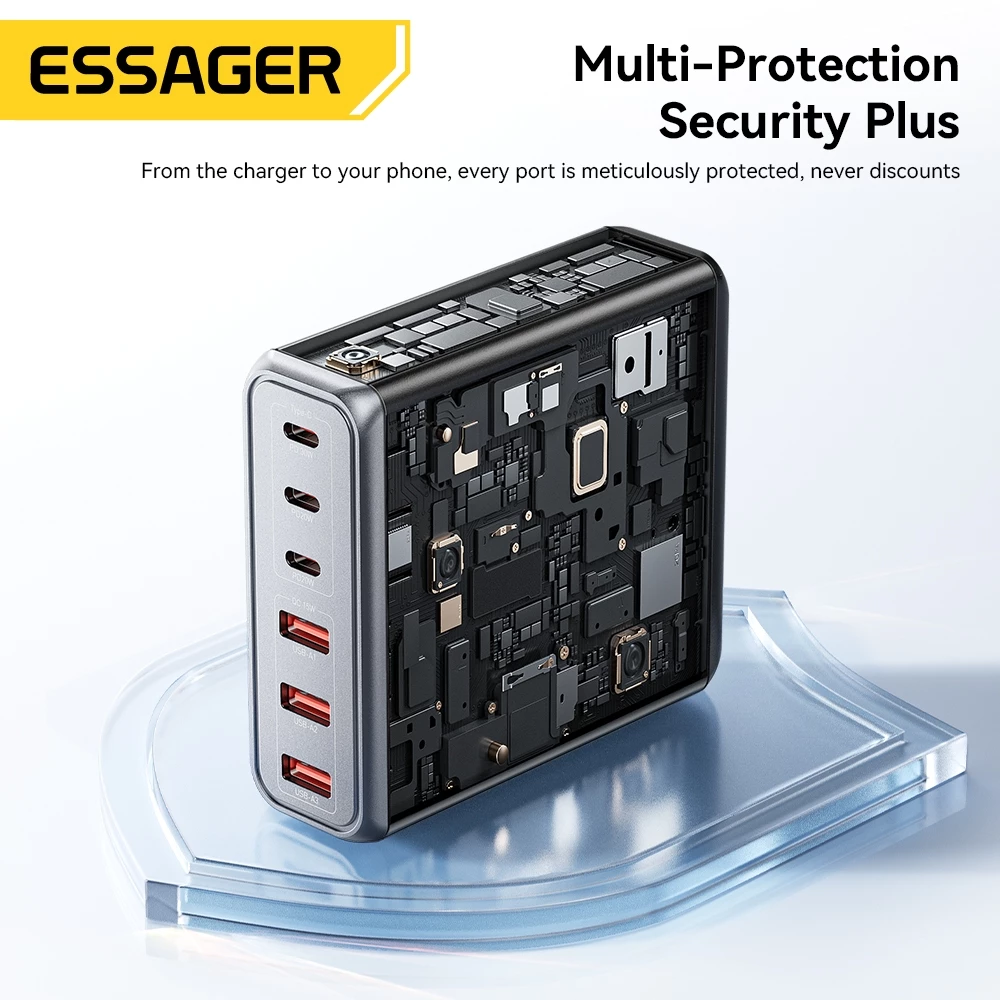 Essager 85W GaN 3 Type-C+3 USB-A อัจฉริยะอุณหภูมิต่ําชาร์จเร็วเครื่องชาร์จเดสก์ท็อปเข้ากันได้กับแล็ปท็อปสมาร์ทโฟน thumbnail 7