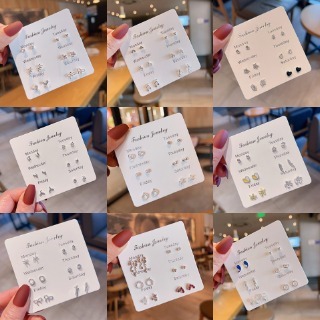 6คู่ของต่างหูชิ้นเดียวสําหรับผู้หญิงที่เรียบง่ายสไตล์เกาหลีน่ารักรวมกันต่างหูชุดต่างหูขนาดเล็ก