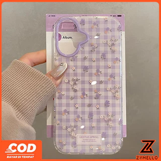 เหมาะสําหรับ OPPO Reno 16F Reno15F Reno14F Reno13F Reno12Pro Reno11 F Reno10Pro Reno8T Reno8Z Reno7Z Reno6Z Reno8 Reno5 Reno4 สีม่วงสวยลายสก๊อตดอกไม้ขนาดเล็กโช