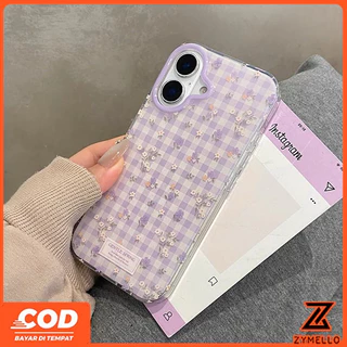 เหมาะสําหรับ OPPO Reno 16F Reno15F Reno14F Reno13F Reno12Pro Reno11 F Reno10Pro Reno8T Reno8Z Reno7Z Reno6Z Reno8 Reno5 Reno4 สีม่วงสวยลายสก๊อตดอกไม้ขนาดเล็กโช