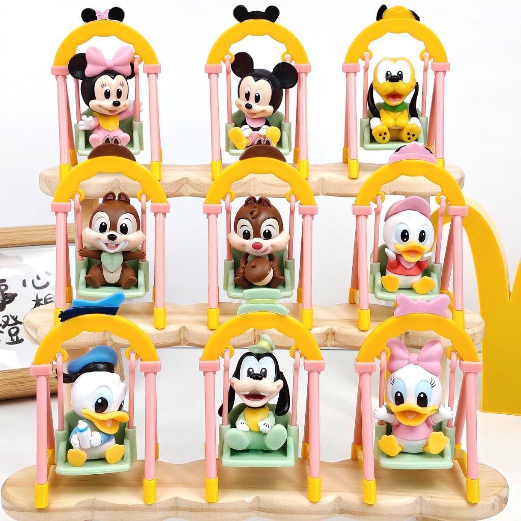 9 ชิ้น/เซ็ต 10 ซม.อะนิเมะ Mickey Mouse Clubhouse Play Swing Donald Duck ชิป an Dale Goofy พลูโต Dais