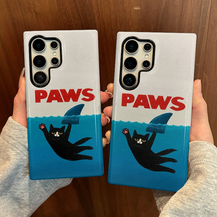 เคสป้องกันสองในหนึ่งเดียวลายฉลามตลกเหมาะสําหรับ Samsung su22u s23 plus s23FE s24 s25 plus A55 A56 A3