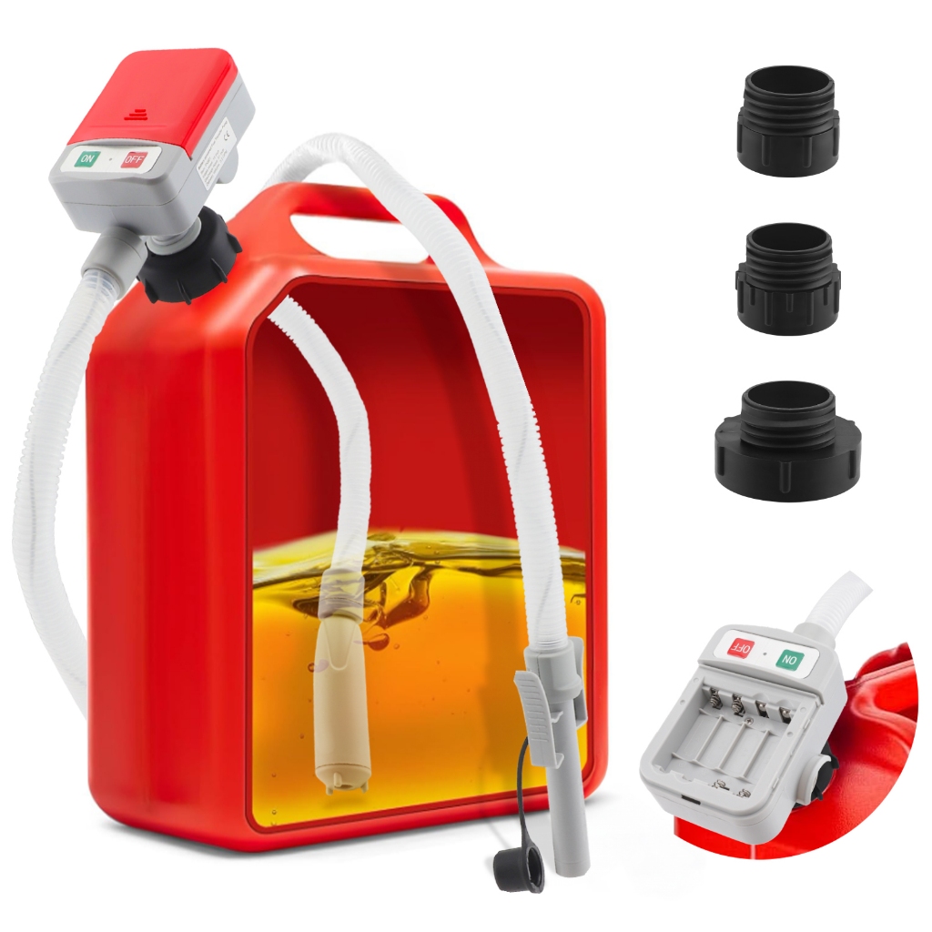 ปั๊มถ่ายน้ํามันเชื้อเพลิง ปั๊มกระป๋องพร้อมสายยาง, ปั๊มถ่ายน้ํามันเชื้อเพลิง 12 โวลต์ พร้อมเซ็นเซอร์หยุดอัตโนมัติ (2.4กน), ปั๊มเชื้อเพลิงพร้อมอะแดปเตอร์ถัง 4 ขนาด, ปั๊มโอนไฟฟ้าสําหรับดีเซล, น้