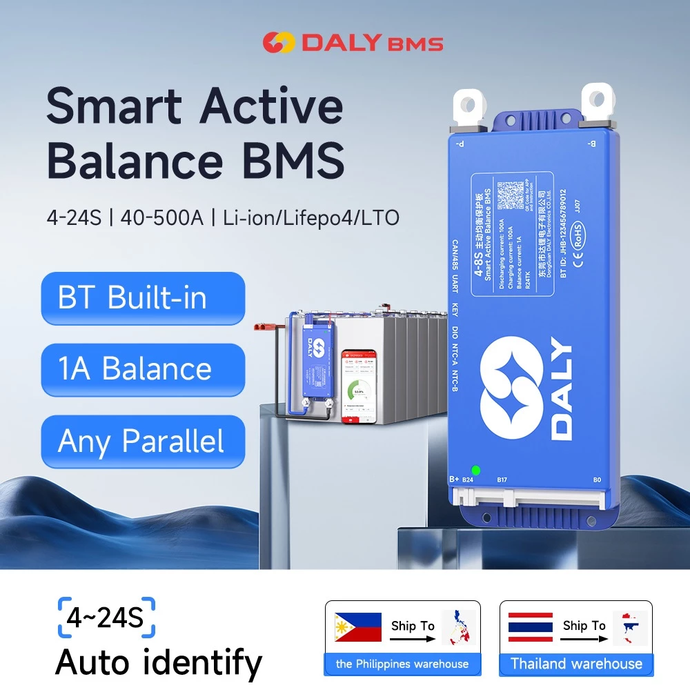 BMS Active Balanced Protection Board 100A 80A 60A 40A ต่อเนื่อง Charge Discharge Protection ในตัวบลูทูธ String ใช้ 8S-24S 8S-17S 4S-8S 3.2 V CAN แบตเตอรี่ลิเธียม Li-ion Lifepo4