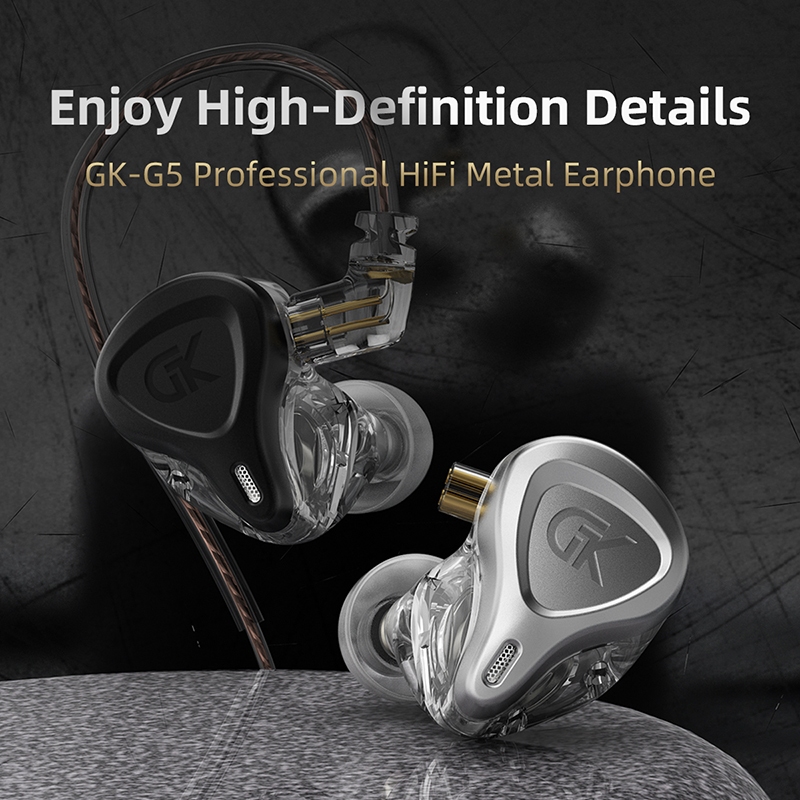 GK-G5 การออกแบบตามหลักสรีรศาสตร์ 10 มม.แบบไดนามิก High-Definition คุณภาพเสียงเปลี่ยนสาย HiFi หูฟังโล