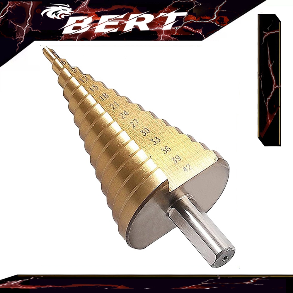 BERT 🇹🇭 | 4-42 มม 14 ขนาด ดอกสเต็ป ทรงเจดีย์ เจาะขยาย คว้านรู ขนาด Step Drill ทรงเจดีย์ ดอกสว่านเจาะ