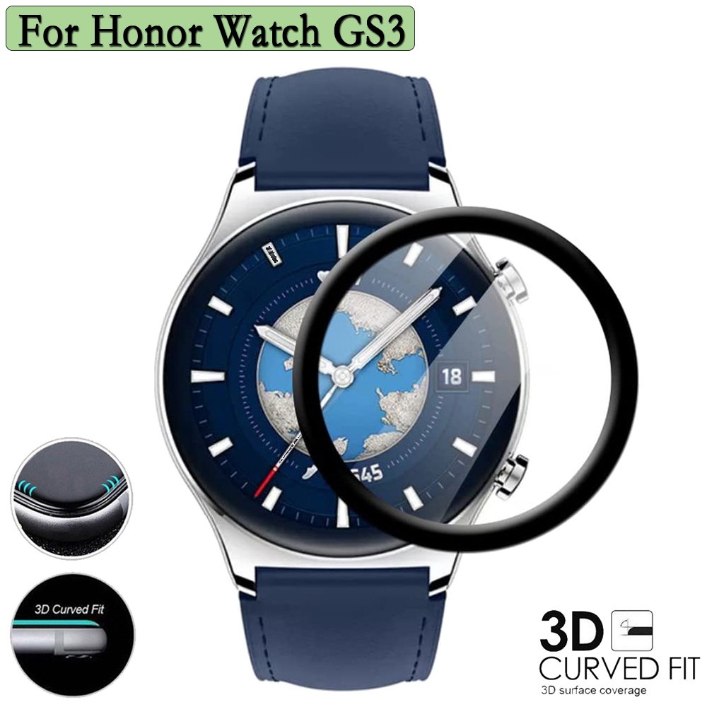 ฟิล์มกันรอยหน้าจอสําหรับ Honor Watch GS3 Clear Full Cover 3D โค้งนาฬิกาป้องกันฟิล์ม Soft Glass สําหรับ Honor Watch GS3 Smartwatch อุปกรณ์เสริม