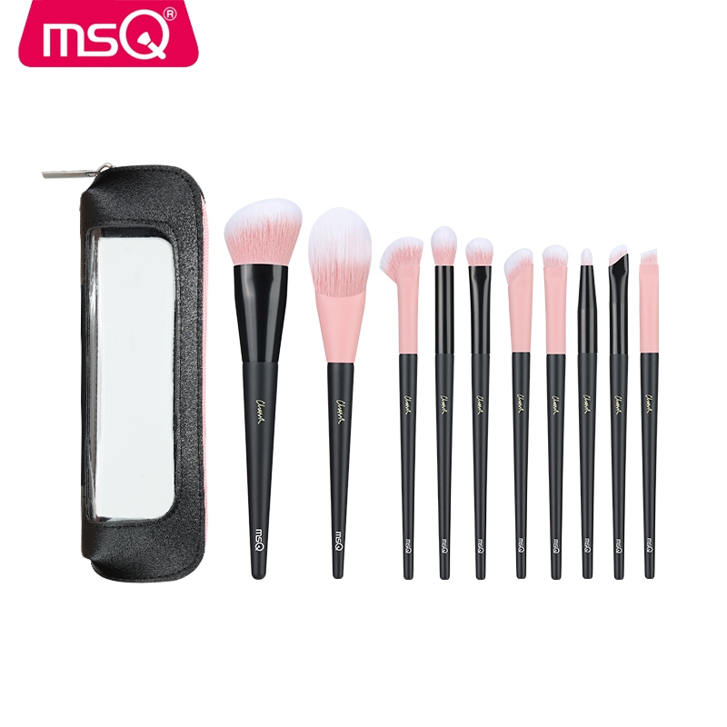 MSQ Make up brush ชุดแปรงแต่งหน้า 10 ชิ้น ประกอบด้วย แปรงปัดแก้มแบบแป้ง แปรงอายไลเนอร์ แปรงอายแชโดว์