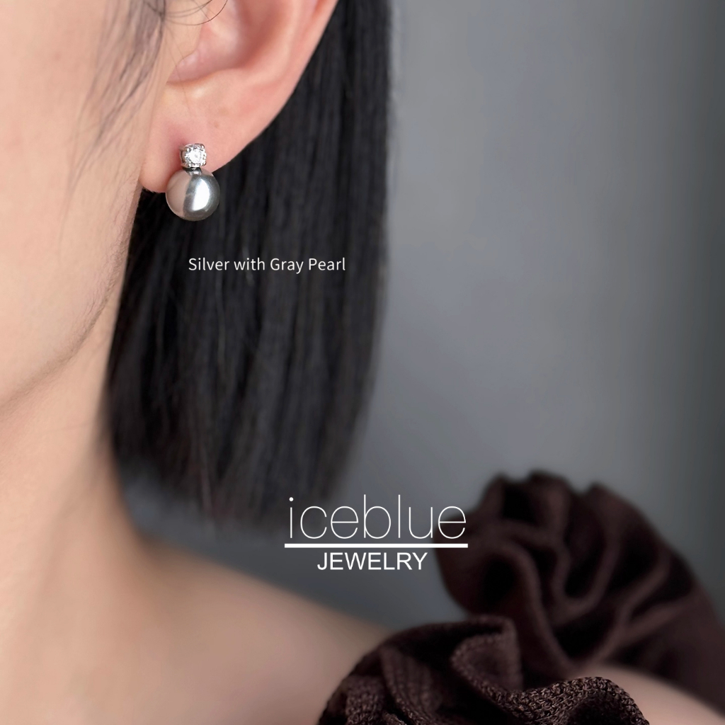ICEBLUE สีขาวสีเทา Pearl Zircon Dangle ต่างหู 316L สแตนเลสไทเทเนียมเหล็ก 18K Gold Plated Hypoallergenic กันน้ํา Non Tarnish Statement ที่ละเอียดอ่อนแฟชั่นต่างหูผู้หญิงE37 ราคา ถูกที่สุด ดีลบีเคเค แกลเลอรีภาพที่ 3