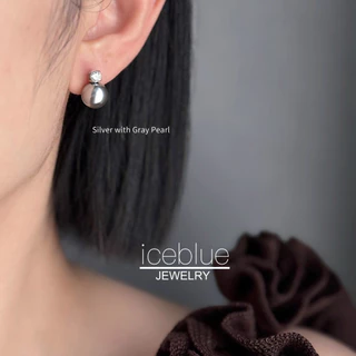 iceblue-ต่างหูติดหูลูกมุกประดับคริสตัล ดีไซน์ละเอียดอ่อน สง่างาม ไม่ก่อภูมิแพ้ กันน้ำ กันเหงื่อ ไม่ซีดสี สำหรับสุภาพสตรี E37