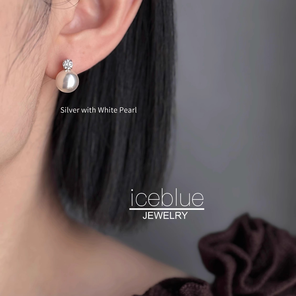 ICEBLUE สีขาวสีเทา Pearl Zircon Dangle ต่างหู 316L สแตนเลสไทเทเนียมเหล็ก 18K Gold Plated Hypoallergenic กันน้ํา Non Tarnish Statement ที่ละเอียดอ่อนแฟชั่นต่างหูผู้หญิงE37 ราคา ถูกที่สุด ดีลบีเคเค รูปภาพหลัก