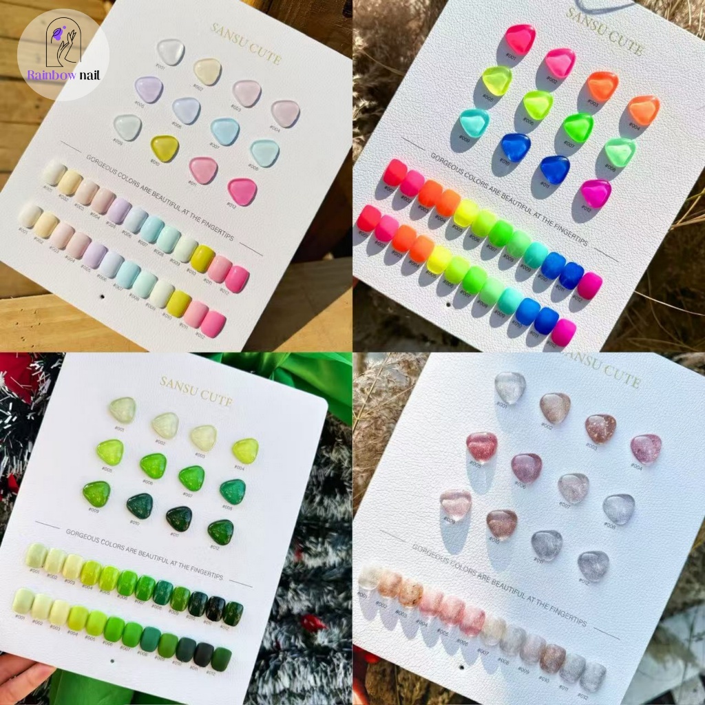 SANSU 12 สี ชุดยาทาเล็บเจล เจล12ขวด+บัตรสีพร้อมใช้ หลายรูปแบบสำหรับตัวเลือก ของขวัญ บ้าน ร้านทำเล็บ