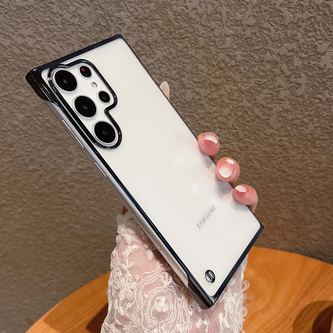 เคสโทรศัพท์ S25 Ultra ไร้กรอบบางเฉียบเหมาะสําหรับ Samsung Galaxy S25, S24, S23, S22 Plus/Ultra/FE S24FE เคสโทรศัพท์มือถือพีซีชุบด้วยไฟฟ้า