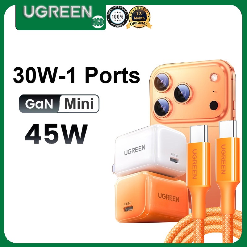 UGREEN 45W 30W ขนาดกะทัดรัด USB C Fast Charger PD3.0 GaN Charger