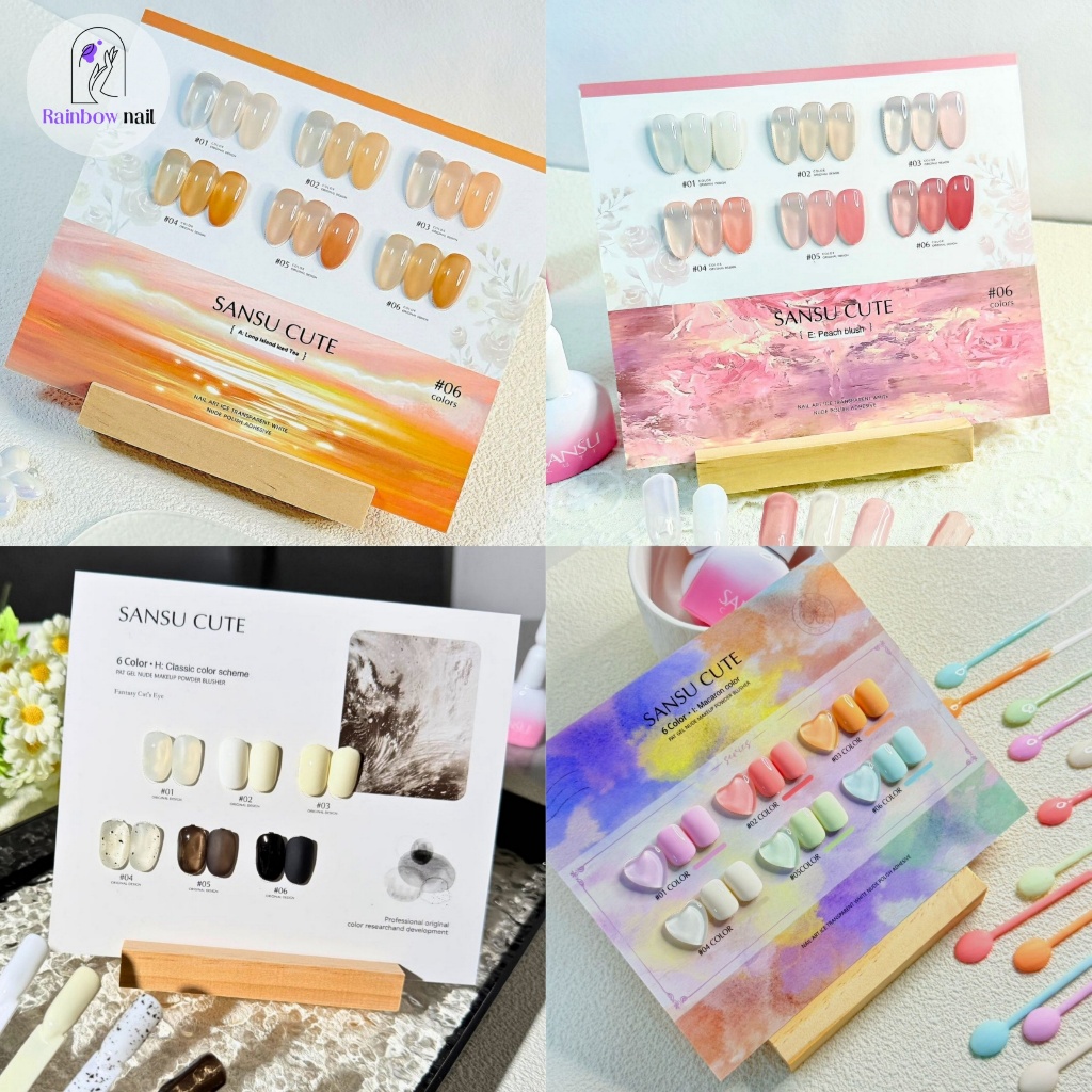 SANSU 6 สี ชุดยาทาเล็บเจล เจล6ขวด+บัตรสีพร้อมใช้ หลายรูปแบบสำหรับตัวเลือก ของขวัญ บ้าน ร้านทำเล็บ