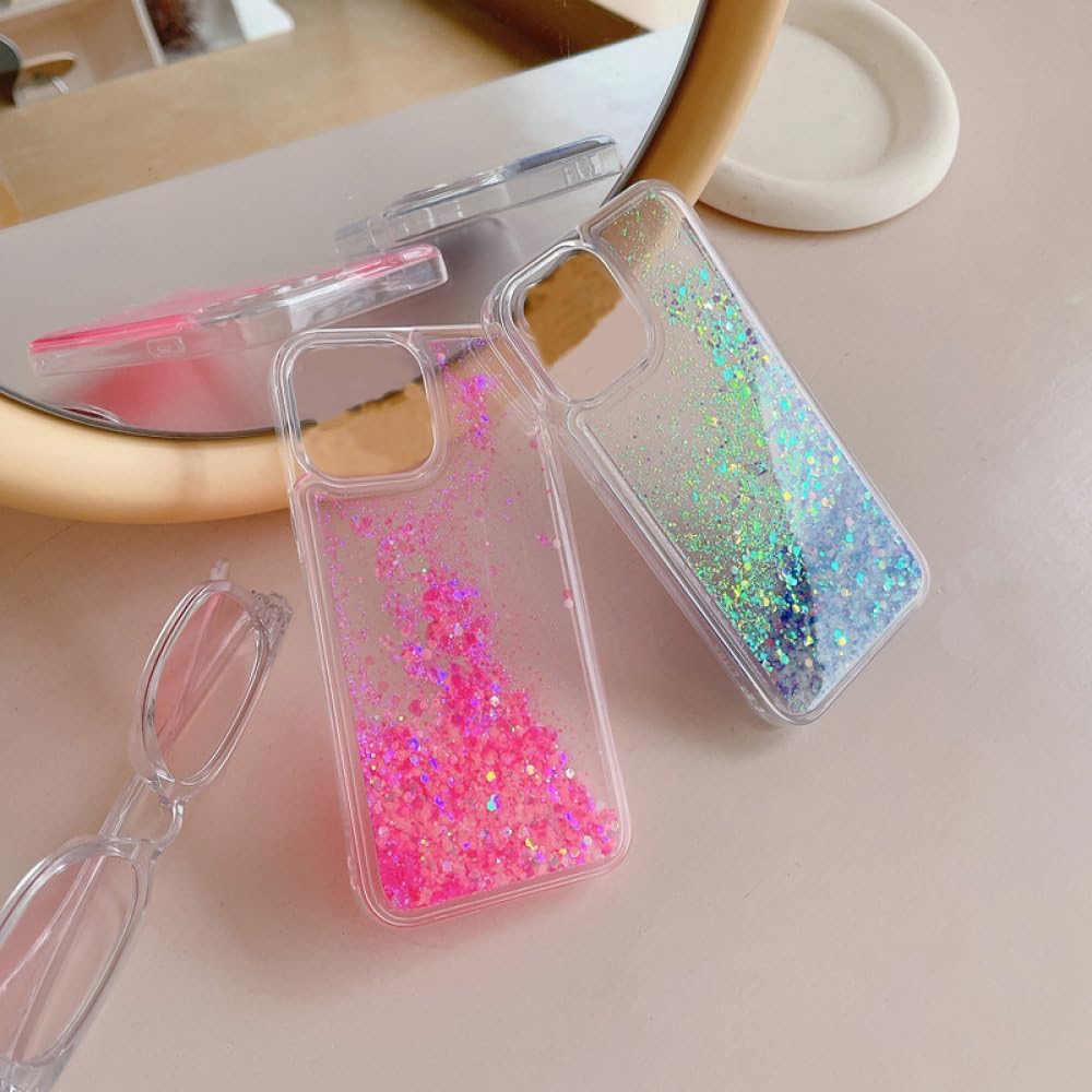 IPhone 17 Air 16 Plus 15 Pro Max Glow In The Dark Glitter Liquid Bling Floating Luminous Case Cover