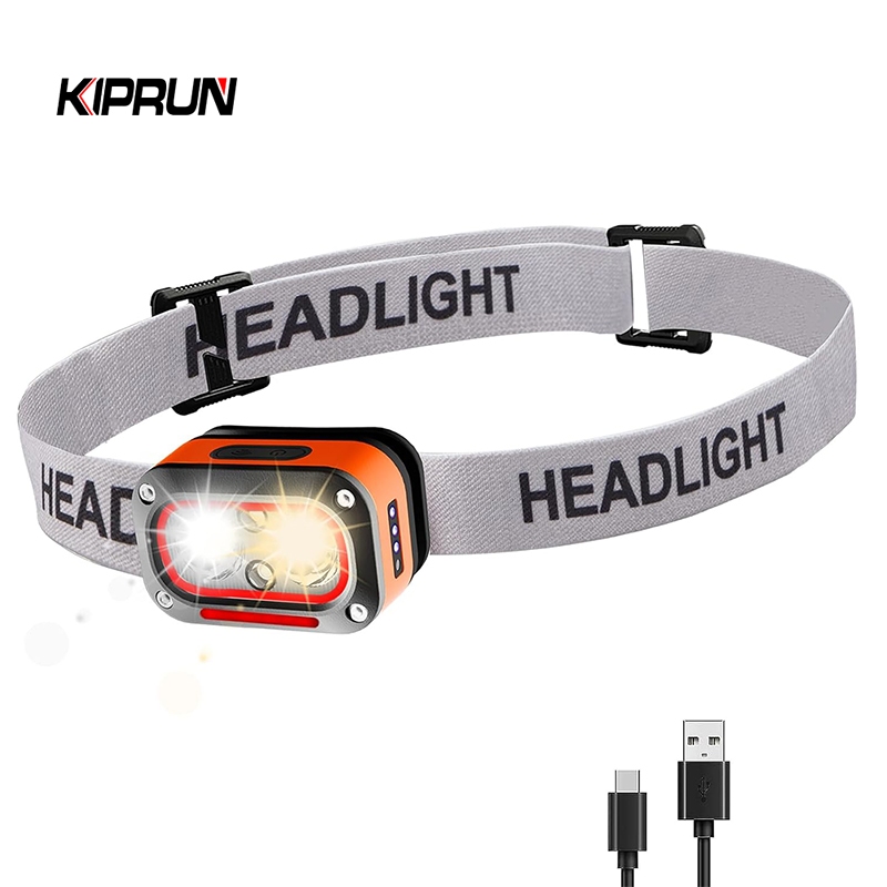 KIPRUN ไฟหน้า LED พร้อมเซ็นเซอร์ตรวจจับความเคลื่อนไหวและแสง สามารถปรับองศา 45° และชาร์จบẰ้ง USB