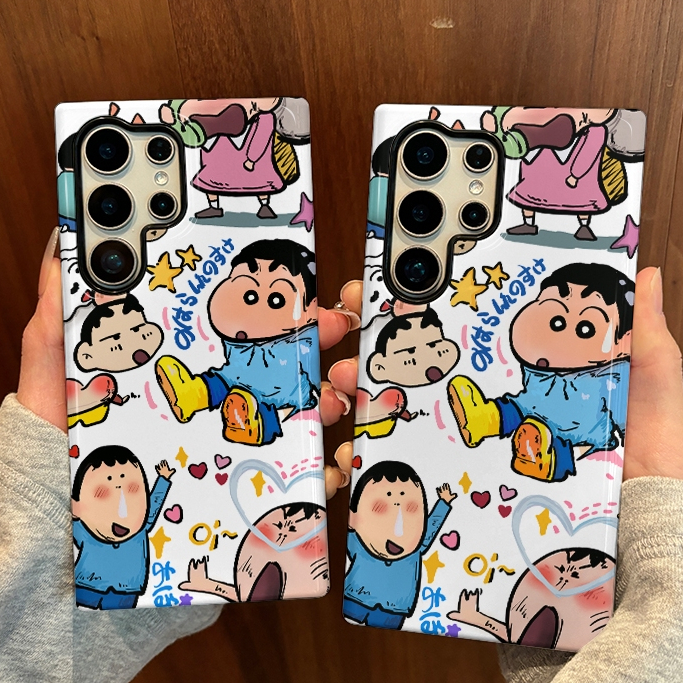 เคสสองในหนึ่งเดียวลายเครยอนชินจังตลกเหมาะสําหรับ Samsung su22u s23 plus s23FE s24 s25 plus A55 A56 A36 เคสโทรศัพท์มือถือสองในหนึ่งเดียว