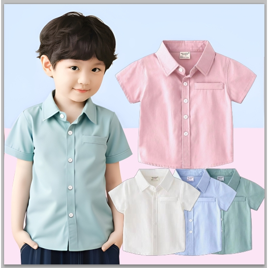 【จัดส่งจากประเทศไทย】เสื้อโปโลคอปกสีพื้นสำหรับเด็กผู้ชาย ผ้าฝ้ายคุณภาพสูง ดีไซน์เรียบง่าย แขนสั้นฤดูร้อน