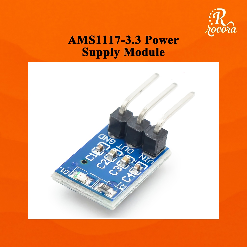 โมดูลแหล่งจ่ายไฟ AMS1117-3.3 LDO 3.3V กระแสสูงสุด 800mA ขนาดเล็ก 3 ขา สำหรับ Arduino ESP8266 ESP32