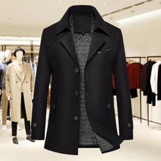 แจ็คเก็ตผู้ชาย ทรงอบอุ่น ออกแบบพิเศษกันลม พร้อมขนแกะหนา